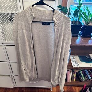 Men's Beige Zip Up Sweater